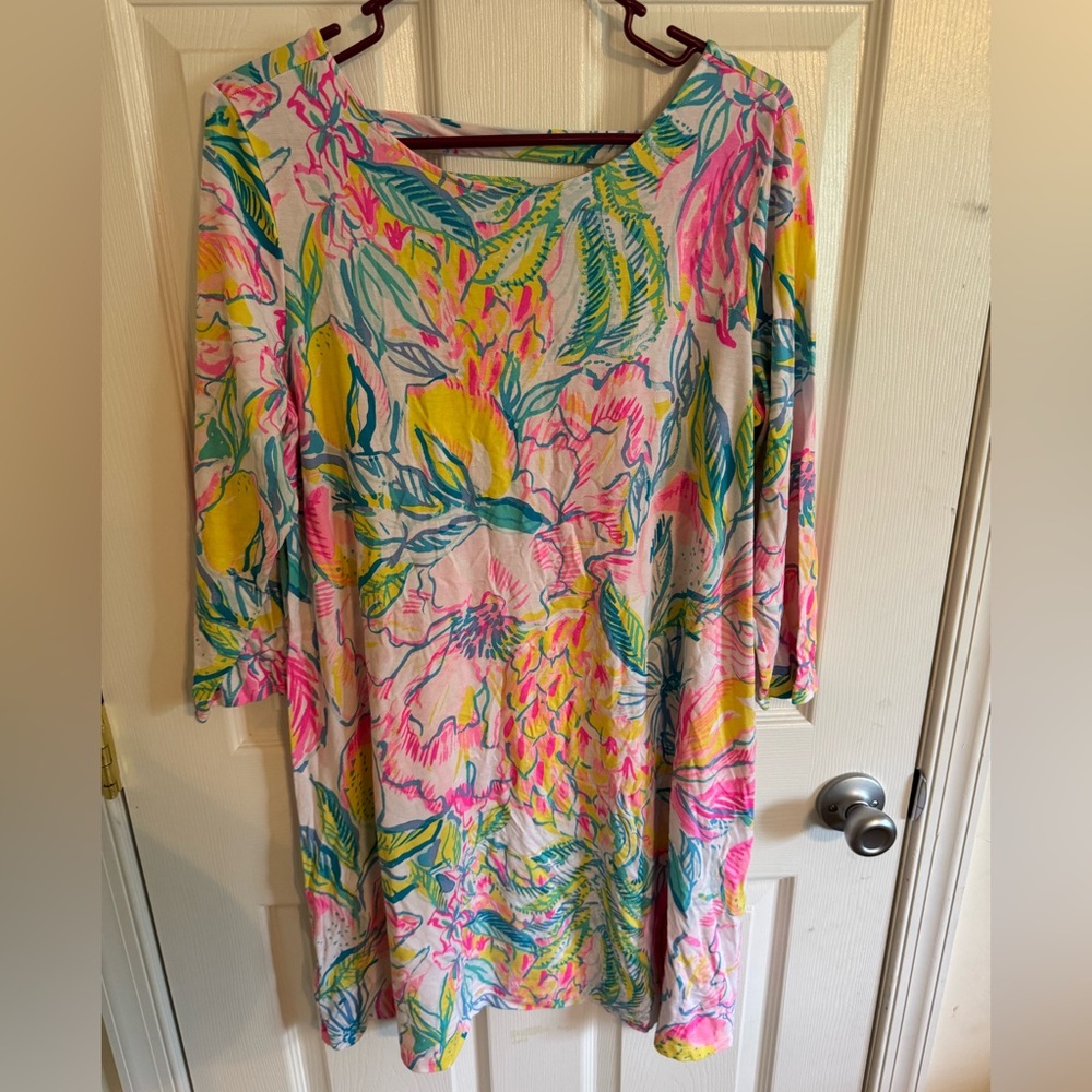 Lilly Pulitzer Pink and Yellow 3/4 Sleeve dress